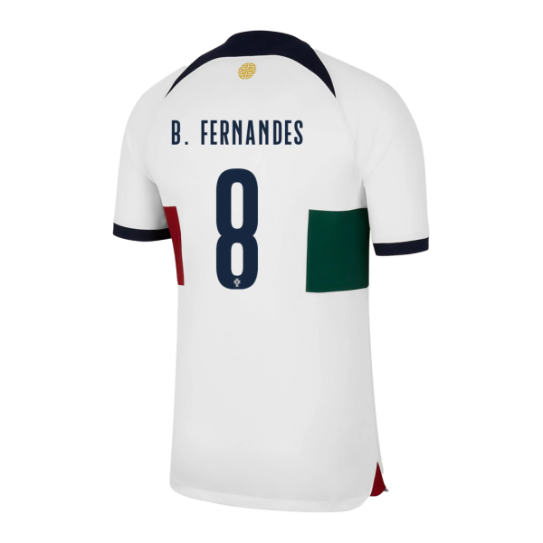 B Fernandes 8 Portugal Away Jersey World Cup 2022