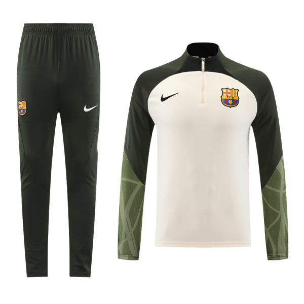 Barcelona 1 4 Zip Tracksuit 2023 24 Cream