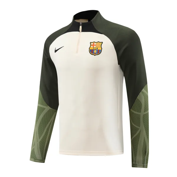 Barcelona 1 4 Zip Tracksuit 2023 24 Cream 4