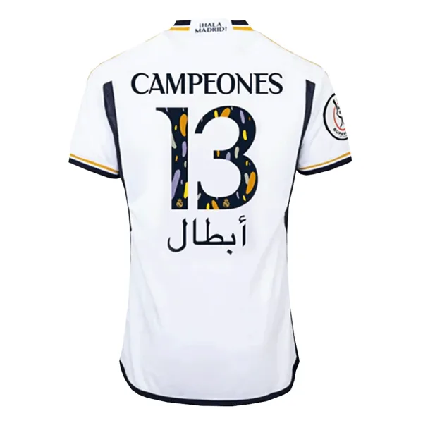 Campeones 13 Real Madrid Campeones Supercopa Home Soccer Jersey 2023 24 2