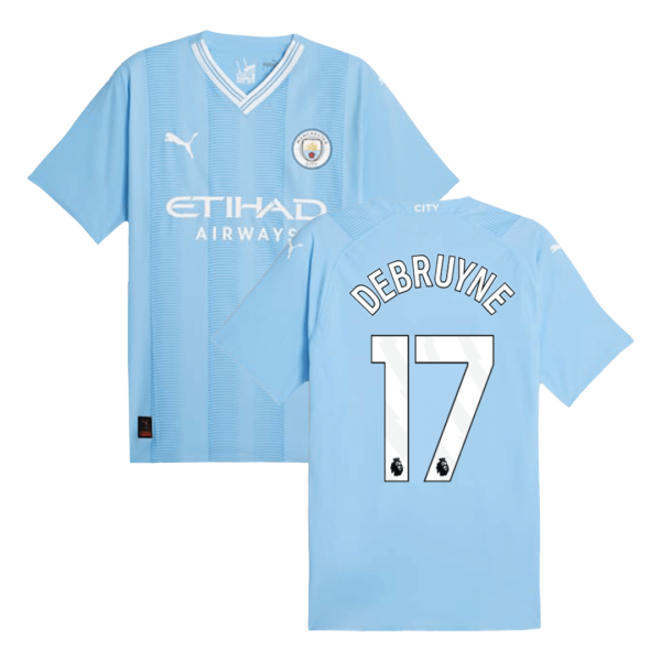 De Bruyne 17 Manchester City Home Authentic Soccer Jersey 2023 24