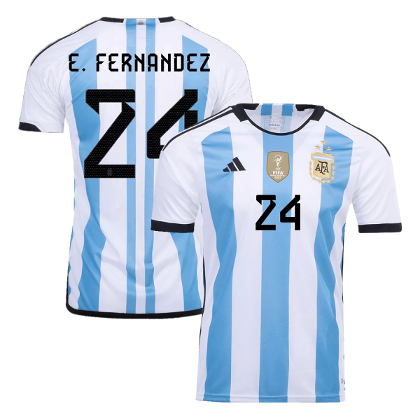 E Fernandez 24 Argentina Three Stars Home Jersey 2022