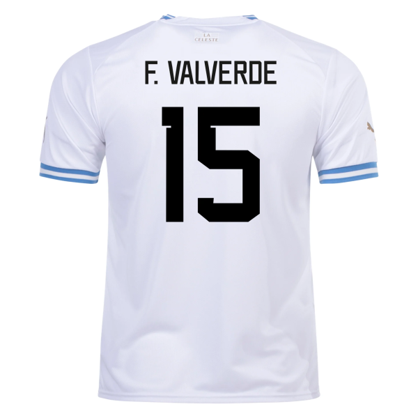 F Valverde 15 Uruguay Away Jersey World Cup 2022