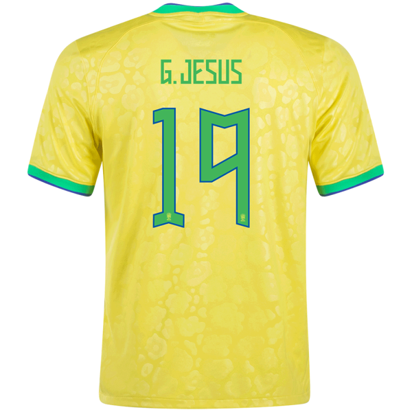 G Jesus 19 Brazil Home Jersey World Cup 2022