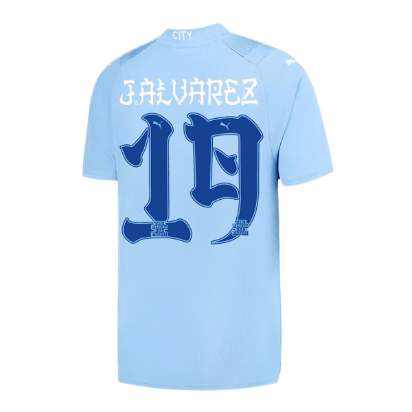 J Alvarez 19 Manchester City Japanese Tour Printing Home Jersey 2023 24