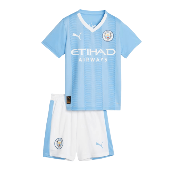 Kids Manchester City Home Soccer Jersey 2023 24 Discount