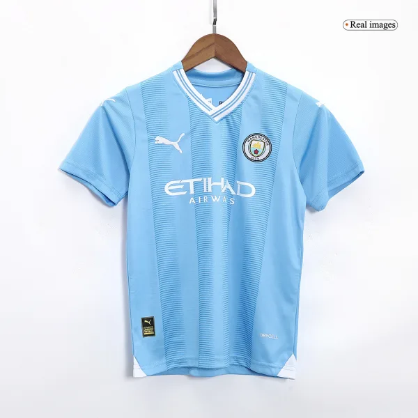 Kids Manchester City Home Soccer Jersey 2023 24 Discount 2