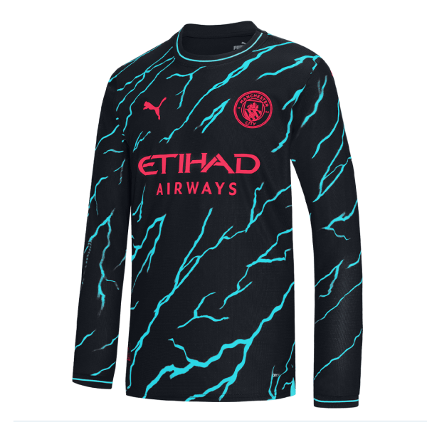 Manchester City Third Away Long Sleeve Soccer Jersey 2023 24