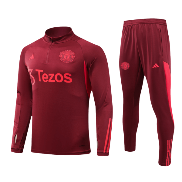 Manchester United 1 4 Zip Tracksuit 2023 24 Red