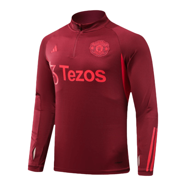 Manchester United 1 4 Zip Tracksuit 2023 24 Red 2