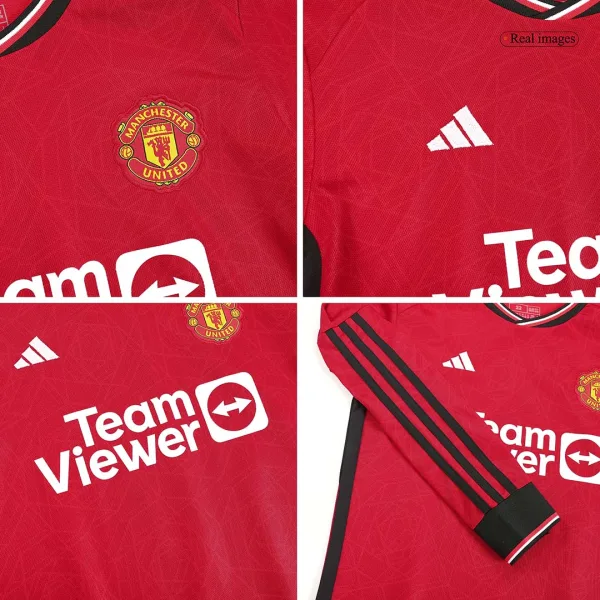 Manchester United Home Long Sleeve Kids Soccer Jerseys Kit 2023 24 7