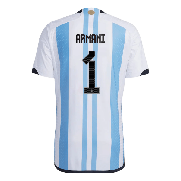 New Armani 1 Argentina Three Stars Home World Cup 2022 Champion Authentic Jersey