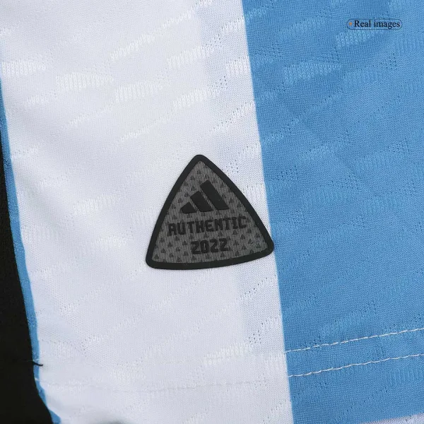 New Armani 1 Argentina Three Stars Home World Cup 2022 Champion Authentic Jersey 10