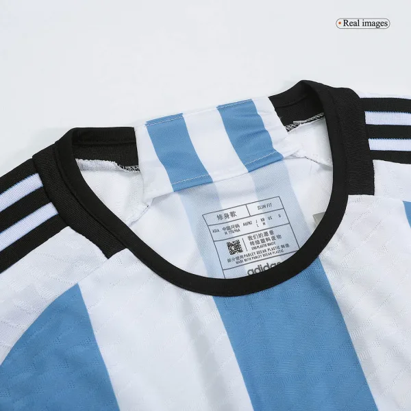 New Armani 1 Argentina Three Stars Home World Cup 2022 Champion Authentic Jersey 2