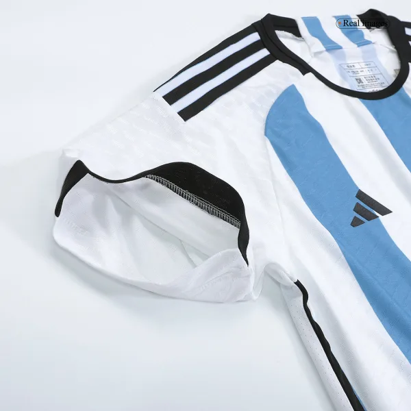 New Armani 1 Argentina Three Stars Home World Cup 2022 Champion Authentic Jersey 3