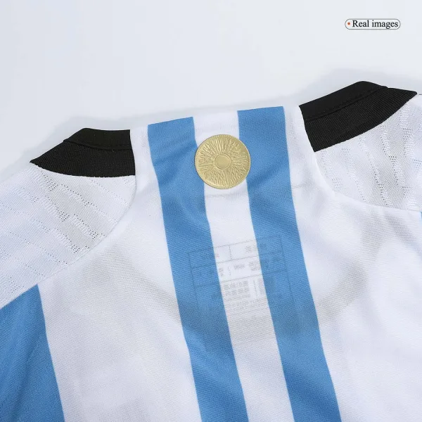 New Armani 1 Argentina Three Stars Home World Cup 2022 Champion Authentic Jersey 4