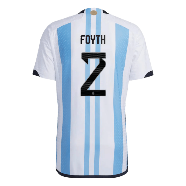 New Foyth 2 Argentina Three Stars Home World Cup 2022 Champion Authentic Jersey