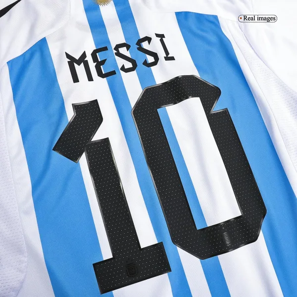 New Messi 10 Argentina Three Stars Home 2022 Champion Jersey 8