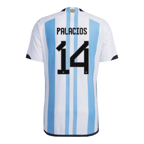 New Palacios 14 Argentina Three Stars Home World Cup 2022 Champion Authentic Jersey