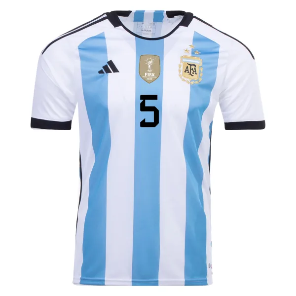 New Paredes 5 Argentina Three Stars Home 2022 Champion Jersey 2