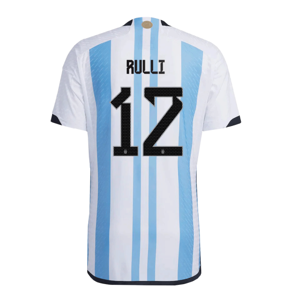 New Rulli 12 Argentina Three Stars Home World Cup 2022 Champion Authentic Jersey