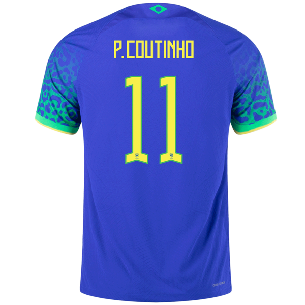 P Coutinho 11 Brazil Away Authentic Jersey 2022