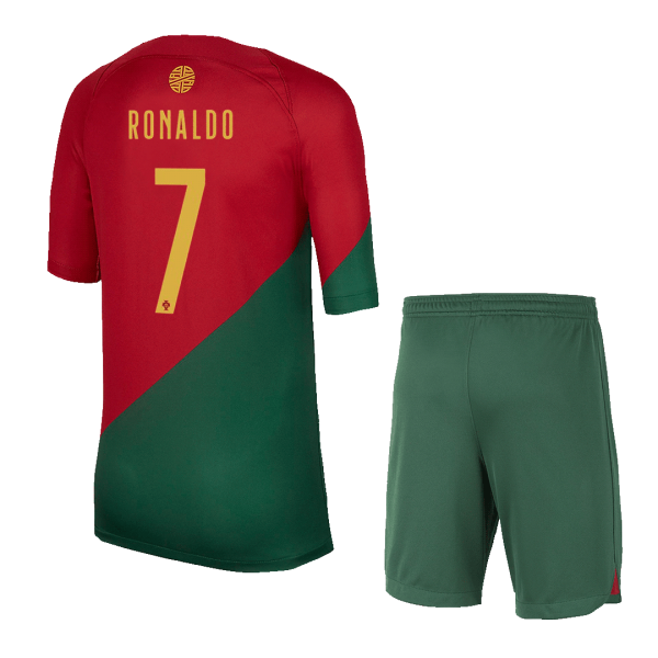 Ronaldo 7 Portugal Home Kids Jerseys Kit 2022 23