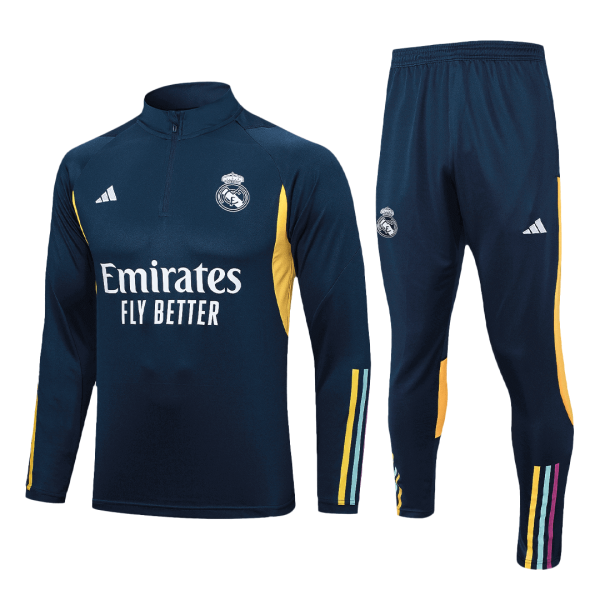 Real Madrid 1 4 Zip Tracksuit 2023 24 Navy