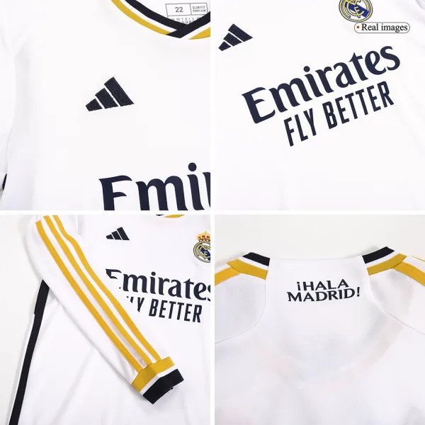 Real Madrid Home Long Sleeve Kids Soccer Jerseys Kit 2023 24 7