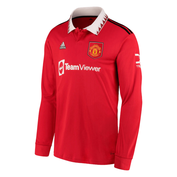 Sancho 25 Manchester United Home Long Sleeve Soccer Jersey 2022 23 2