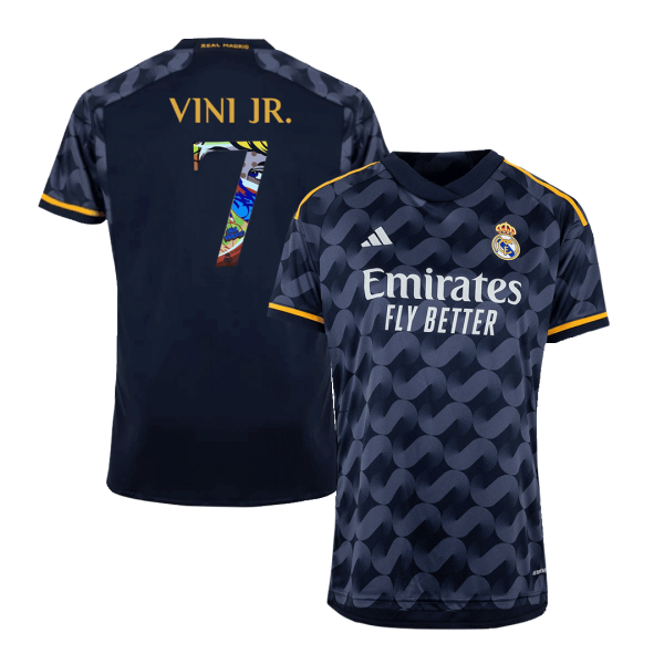 Vini Jr 7 Real Madrid Away Soccer Jersey 2023 24 Sen2 Font