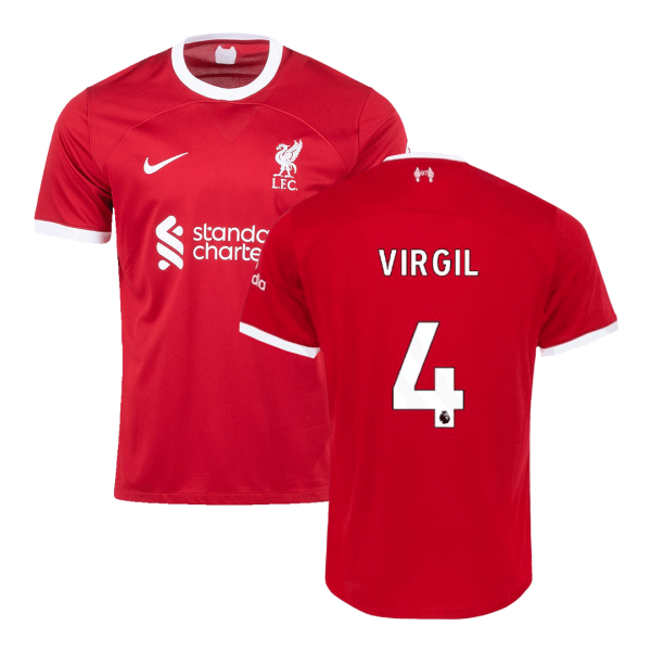 Virgil 4 Liverpool Home Soccer Jersey 2023 24