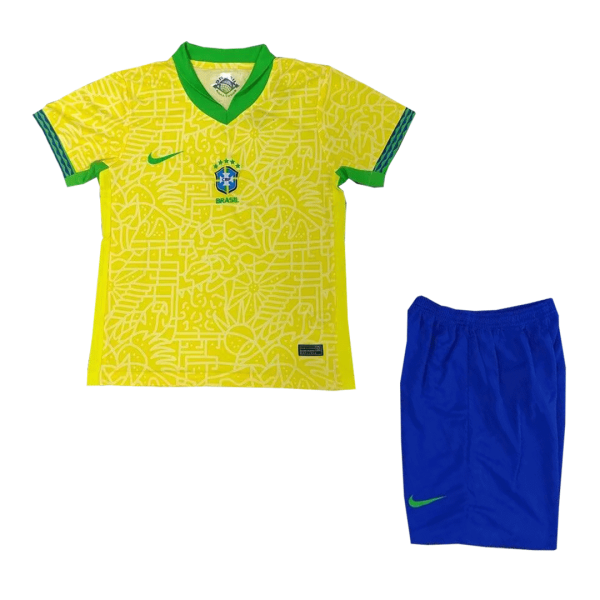 Brazil Home Kids Soccer Jerseys Kit Copa America 2024