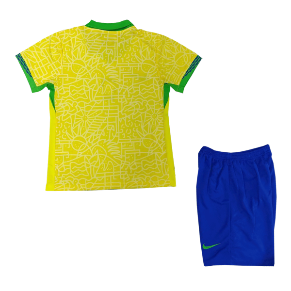 Brazil Home Kids Soccer Jerseys Kit Copa America 2024 1