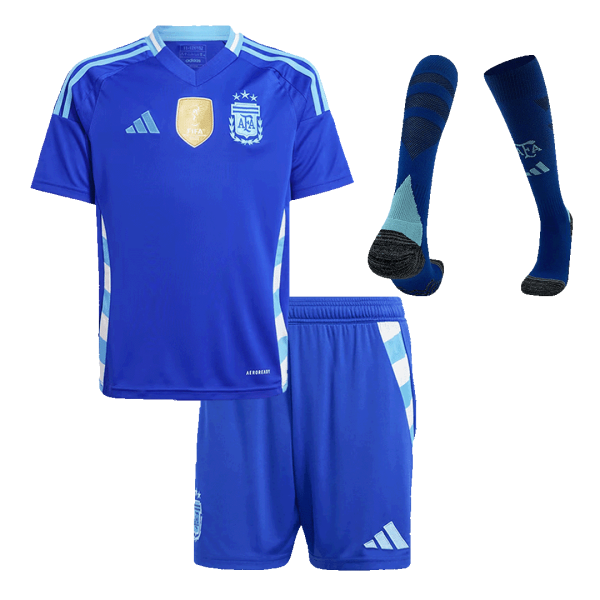 Argentina Away Kids Soccer Jerseys Full Kit 2024