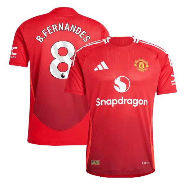 B Fernandes 8 Manchester United Home Authentic Soccer Jersey 2024 25