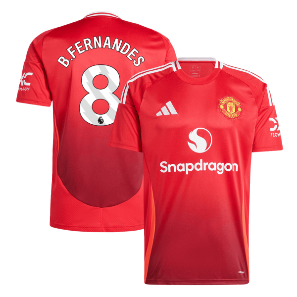 B Fernandes 8 Manchester United Home Soccer Jersey 2024 25