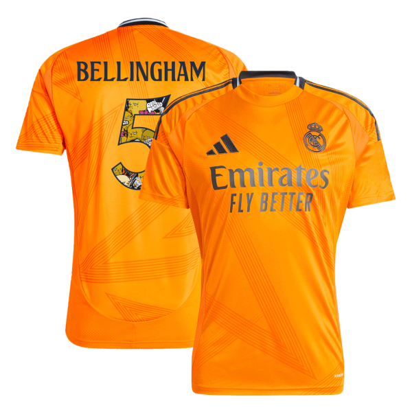 Bellingham 5 Real Madrid Away Soccer Jersey 2024 25 Bear Champ Font