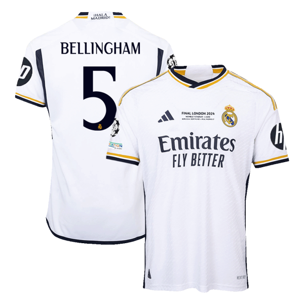 Bellingham 5 Real Madrid Home Authentic Soccer Jersey 2023 24 Ucl Final