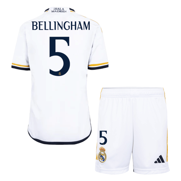 Bellingham 5 Real Madrid Home Kids Soccer Jerseys Kit 2023 24