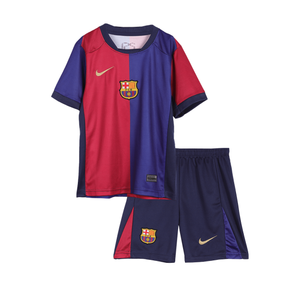 Barcelona Home Kids Soccer Jerseys Kit 2024 25 Spotify Logo Without Text 2