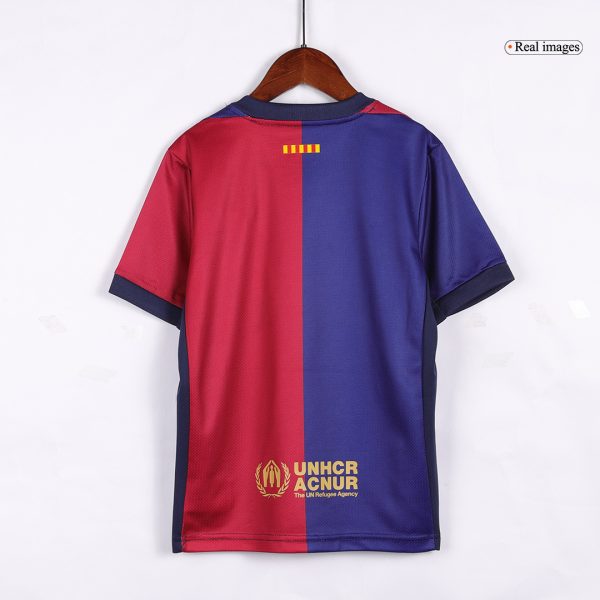 Barcelona Home Kids Soccer Jerseys Kit 2024 25 Spotify Logo Without Text 4