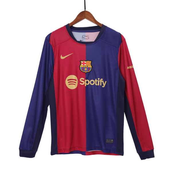 Barcelona Home Long Sleeve Soccer Jersey 2024 25 2