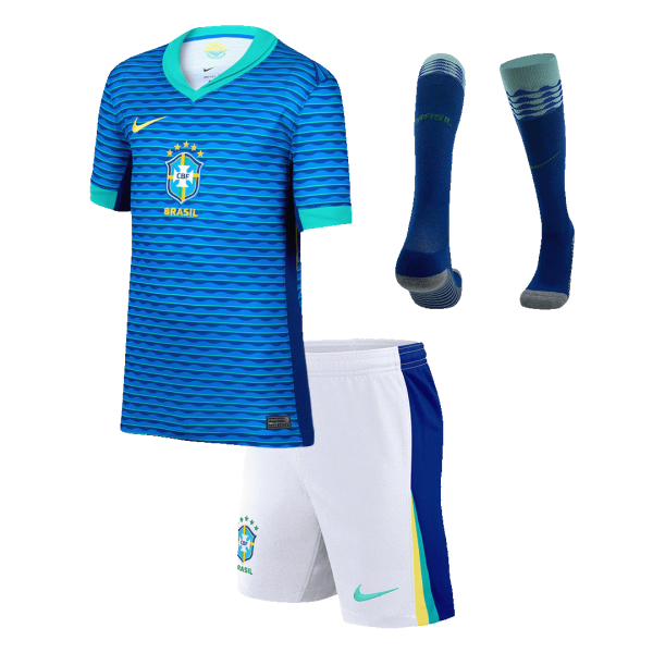 Brazil Away Kids Soccer Jerseys Full Kit Copa America 2024