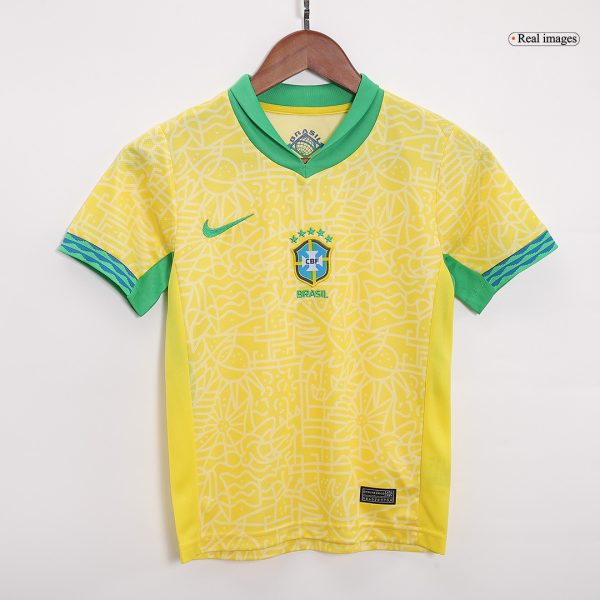 Brazil Home Kids Soccer Jerseys Full Kit Copa America 2024 3