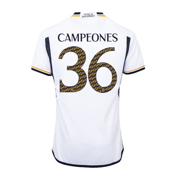 Campeones 36 Real Madrid Home Authentic Soccer Jersey 2023 24 2