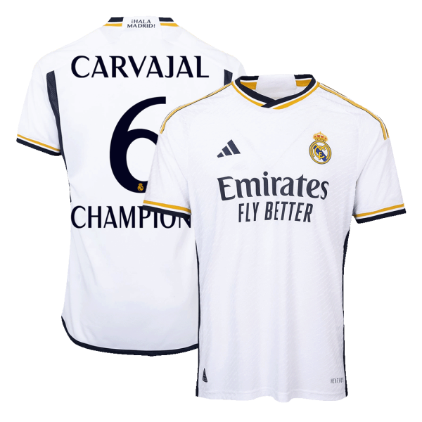 Carvajal 6 Champions Real Madrid Home Authentic Soccer Jersey 2023 24