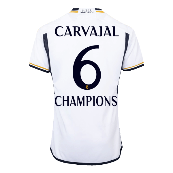 Carvajal 6 Champions Real Madrid Home Authentic Soccer Jersey 2023 24 2