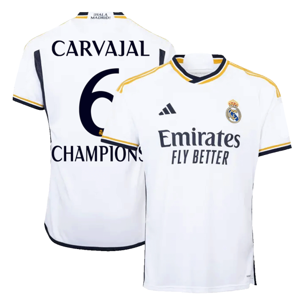 Carvajal 6 Champions Real Madrid Home Soccer Jersey 2023 24