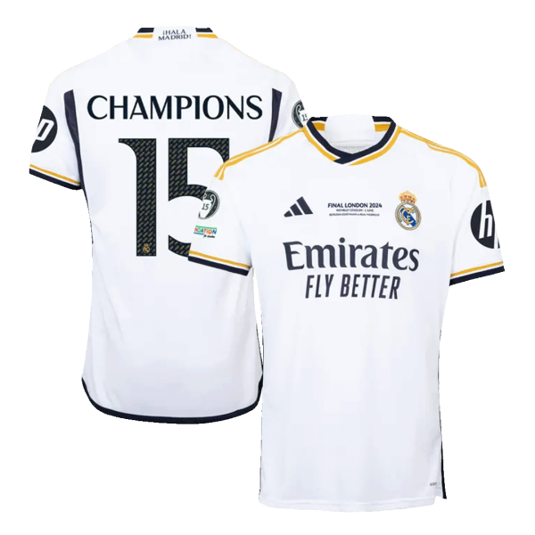 Champions 15 Real Madrid Home Soccer Jersey 2023 24 Ucl Final